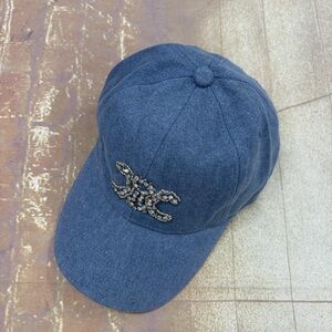 Celine blue baseball cap with diamonds
